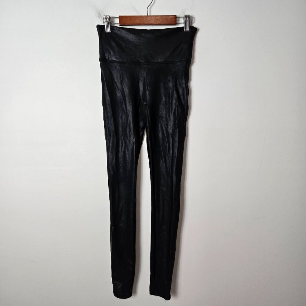Spanx Size S Faux Leather Black Leggings Slimming Shapewear